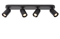 Lucide PUNCH - Ceiling spotlight - 4xGU10 - Black turned on