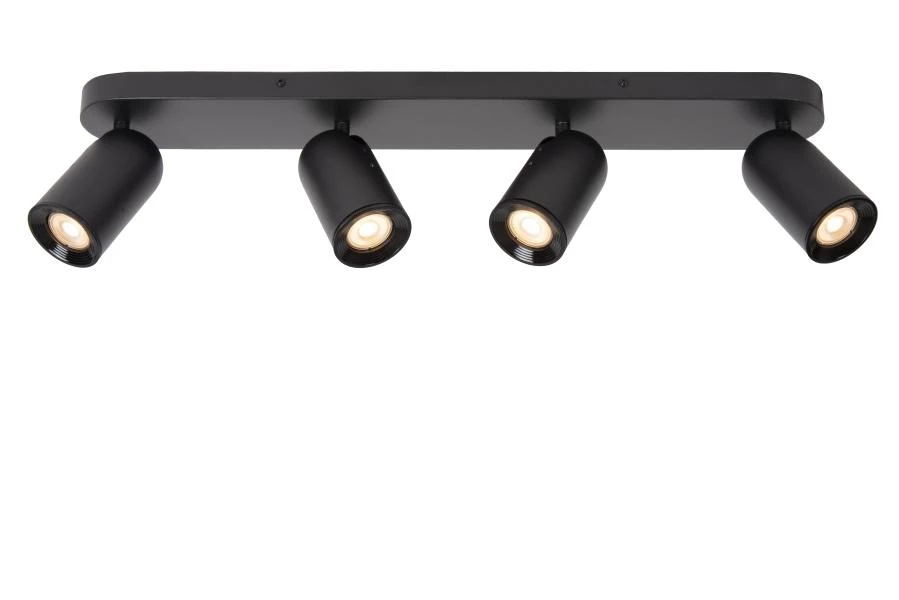 Lucide PUNCH - Ceiling spotlight - 4xGU10 - Black - turned on