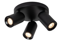 Lucide PUNCH - Spot plafond - Ø 21 cm - 3xGU10 - Noir allumé