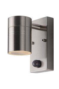 Lucide ARNE-LED IR - Wall spotlight / Wall light Indoor/Outdoor - Ø 6,3 cm - LED - GU10 - 1x5W 2700K - IP44 - Motion & Day/Night Sensor - Satin Chrome turned on 2