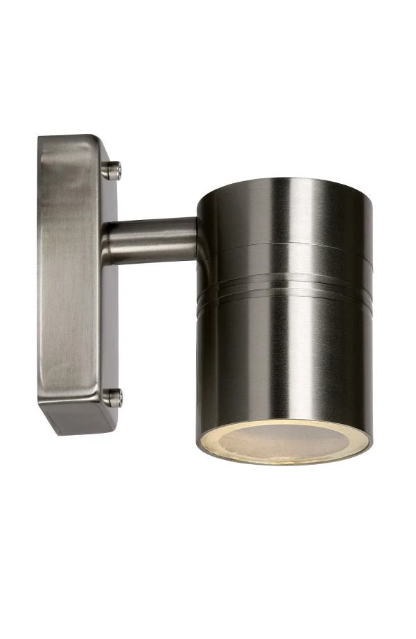 Lucide ARNE-LED - Wall spotlight / Wall light Indoor/Outdoor - Ø 6,3 cm - LED - GU10 - 1x5W 2700K - IP44 - Satin Chrome - turned on 2