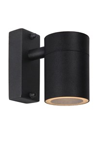 Lucide ARNE-LED - Wandspot / Wandlamp Binnen/Buiten - Ø 6,3 cm - LED - GU10 - 1x5W 2700K - IP44 - Zwart aangezet