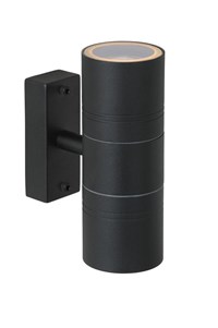 Lucide ARNE-LED - Foco de pared / Lámpara de pared Dentro/Fuera - Ø 6,3 cm - LED - GU10 - 2x5W 2700K - IP44 - Negro encendido