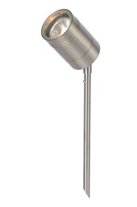 Lucide ARNE-LED - Garden spotlight - Ø 6,3 cm - LED - GU10 - 1x5W 2700K - IP44 - Satin Chrome turned on 2