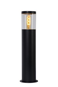 Lucide FEDOR - Bollard light - 1xE27 - IP44 - Black turned on