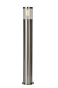 Lucide FEDOR - Bollard light - 1xE27 - IP44 - Satin Chrome turned on 2