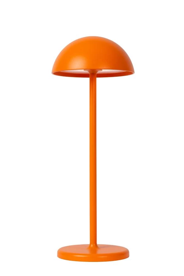 Lucide JOY - wiederaufladbare Tischlampe Innen/Außen - Akku/Batterie - Ø 12 cm - LED Dim. - 1x1,5W 3000K - IP54 - Orange - eingeschaltet 3