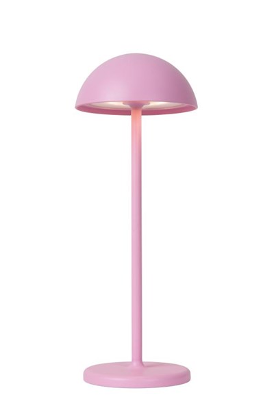 Lucide JOY - Lámpara de mesa Recargable Dentro/Fuera - Batería/acumulador - Ø 12 cm - LED Regul. - 1x1,5W 3000K - IP54 - Rosa