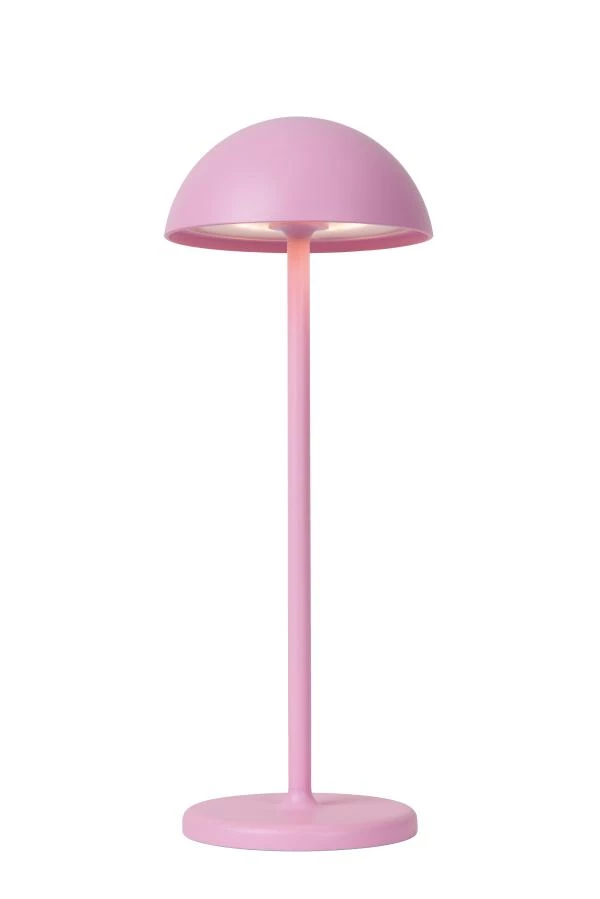 Lucide JOY - Lampe de table Rechargeable Intérieur/Extérieur - Batterie/Piles - Ø 12 cm - LED Dim. - 1x1,5W 3000K - IP54 - Rose - allumé 6