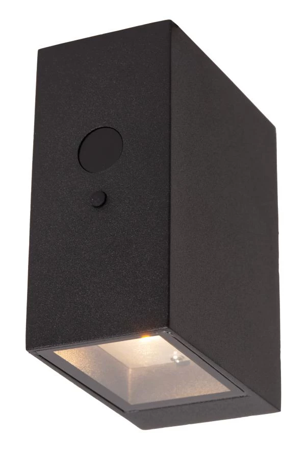 Lucide BOLTON - Applique murale- Énergie Solaire - LED Dim. - 1x1W 2850K/3150K - IP54 - Détecteur Jour/Nuit - Noir - allumé