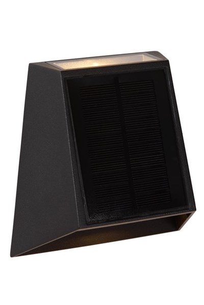 Lucide LUTON - Applique murale- Énergie Solaire - LED Dim. - 1x1W 2850K/3150K - IP54 - Détecteur Jour/Nuit - Noir