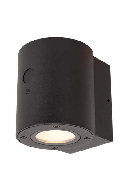 Lucide PERTH - Applique murale- Énergie Solaire - Ø 9 cm - LED Dim. - 1x1W 2850K/3150K - IP65 - Détecteur Jour/Nuit - Noir