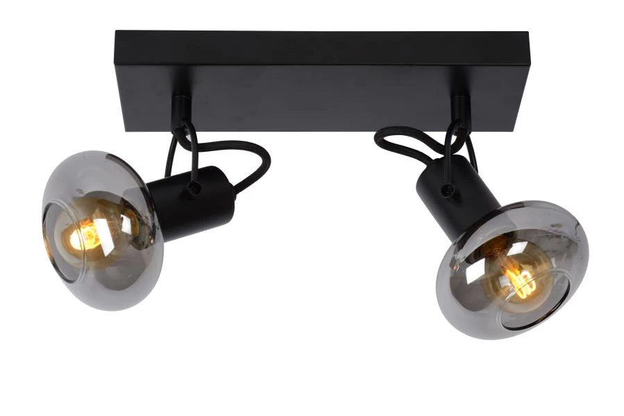 Lucide MADEE - Ceiling spotlight - 2xE14 - Black - turned on