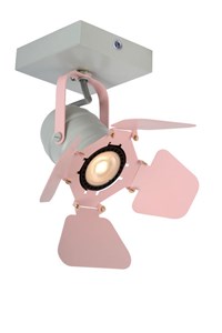 Lucide PICTO - Spot plafond Chambres d'enfant - 1xGU10 - Rose allumé 6