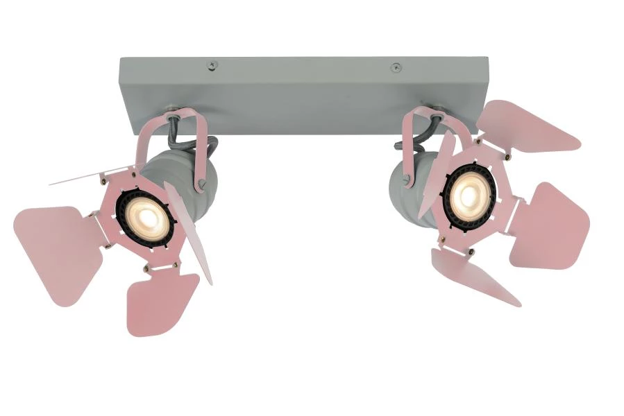 Lucide PICTO - Spot plafond Chambres d'enfant - 2xGU10 - Rose - allumé 6