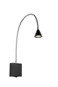 Lucide BUDDY - Lámpara de cabecera / Lámpara de pared - LED - 1x4W 4000K - Negro encendido