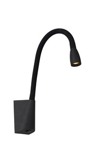 Lucide GALEN-LED - Bettlampe / Wandleuchte - LED - 1x3W 3000K - Schwarz eingeschaltet