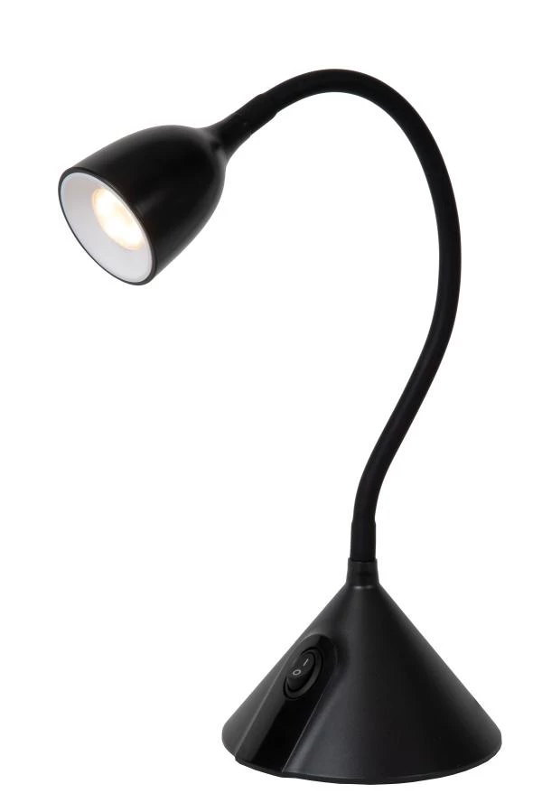 Lucide MILO - Schreibtischlampe - Ø 12,8 cm - LED - 1x3,2W 3000K - Schwarz - eingeschaltet