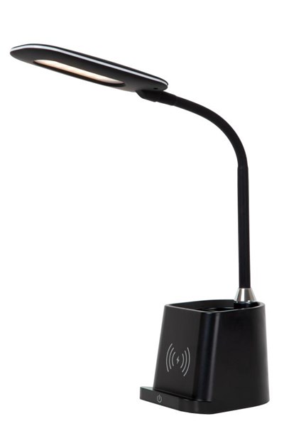 Lucide PENNY - Lampe de bureau - LED Dim. - 1x4,7W 3000K - Avec chargeur sans fil - Noir