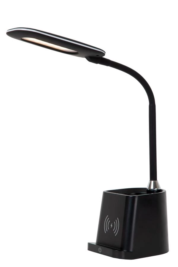 Lucide PENNY - Schreibtischlampe - LED Dim. - 1x4,7W 3000K - Mit kabellosem Ladegerät - Schwarz - eingeschaltet