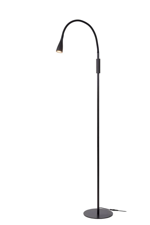 Lucide ZOZY - Floor reading lamp- LED 3 StepDim - 1x4W 3000K - Black - turned on