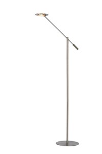 Lucide ANSELMO - Floor reading lamp - Ø 25 cm - LED Dim. - 1x9W 3000K - Satin Chrome turned on 2