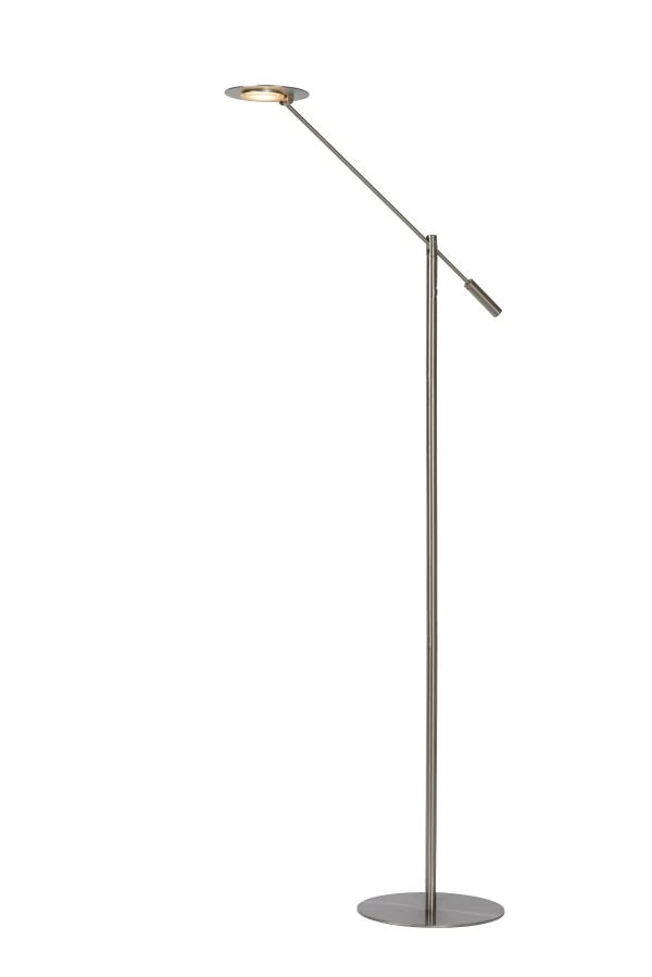 Lucide ANSELMO - Floor reading lamp - Ø 25 cm - LED Dim. - 1x9W 3000K - Satin Chrome - turned on 2