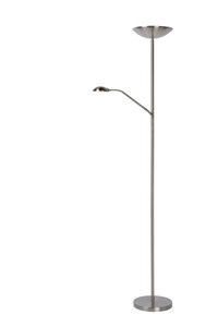 Lucide ZENITH - Floor reading lamp - LED Dim. - 3000K - Satin Chrome turned on 2