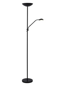 Lucide ZENITH - Floor reading lamp - LED Dim. - 3000K - Black turned on