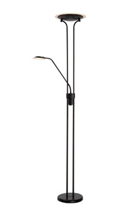 Lucide CHAMPION-LED - Floor reading lamp - Ø 30 cm - LED Dim. - 3000K - Black turned on