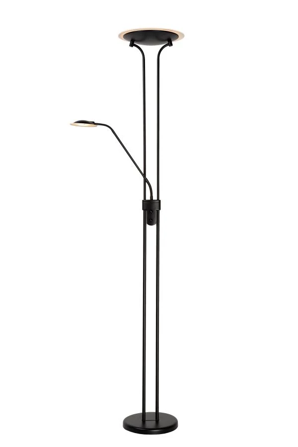 Lucide CHAMPION-LED - Floor reading lamp - Ø 30 cm - LED Dim. - 3000K - Black - turned on