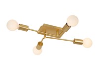 Lucide LESTER - Flush ceiling light - 4xE27 - Matt Gold / Brass turned on 2