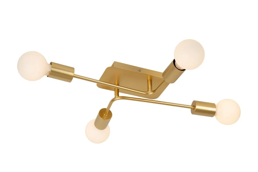 Lucide LESTER - Flush ceiling light - 4xE27 - Matt Gold / Brass - turned on 2