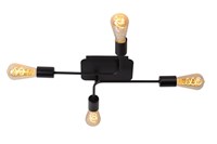 Lucide LESTER - Flush ceiling light - 4xE27 - Black turned on