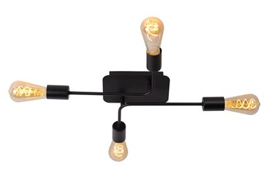 Lucide LESTER - Flush ceiling light - 4xE27 - Black