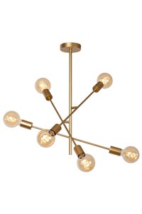 Lucide LESTER - Flush ceiling light - 6xE27 - Matt Gold / Brass turned on 2