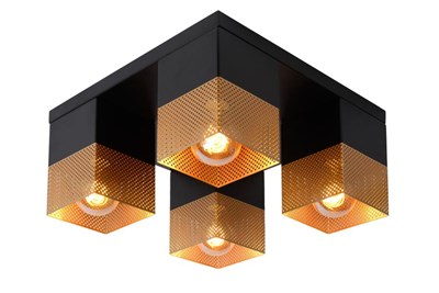 Lucide RENATE - Flush ceiling light - 4xE27 - Matt Gold / Brass