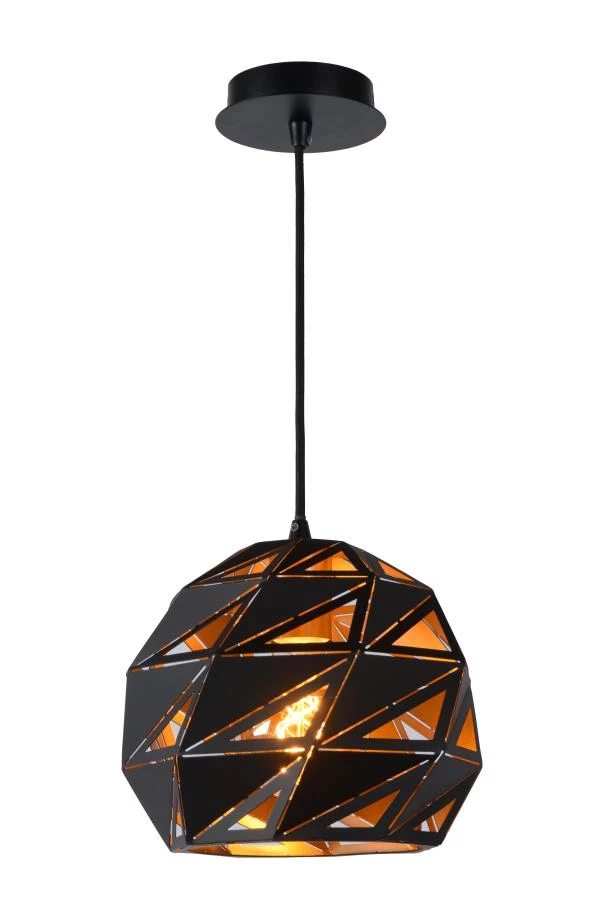 Lucide MALUNGA - Pendant light - Ø 25 cm - 1xE27 - Black - turned on