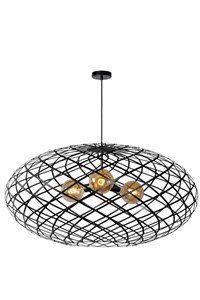 Lucide WOLFRAM - Hanglamp - Ø 100 cm - 3xE27 - Zwart aangezet