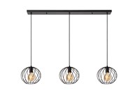 Lucide DANZA - Pendant light - 3xE27 - Black turned on