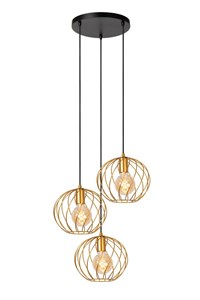 Lucide DANZA - Pendant light - Ø 50 cm - 3xE27 - Matt Gold / Brass turned on 2