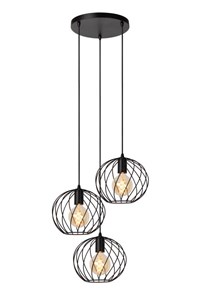 Lucide DANZA - Pendant light - Ø 50 cm - 3xE27 - Black turned on