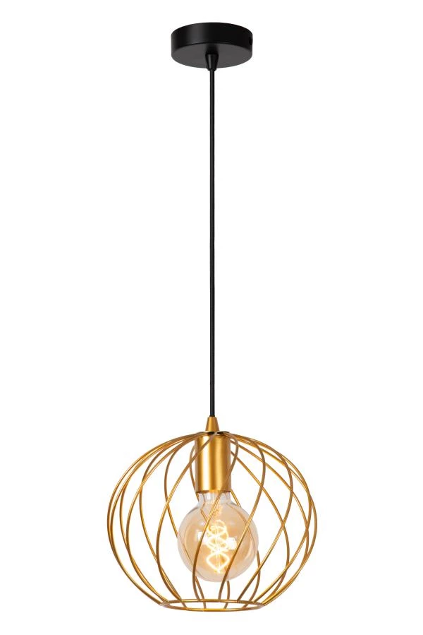 Lucide DANZA - Pendant light - Ø 25 cm - 1xE27 - Matt Gold / Brass - turned on 2