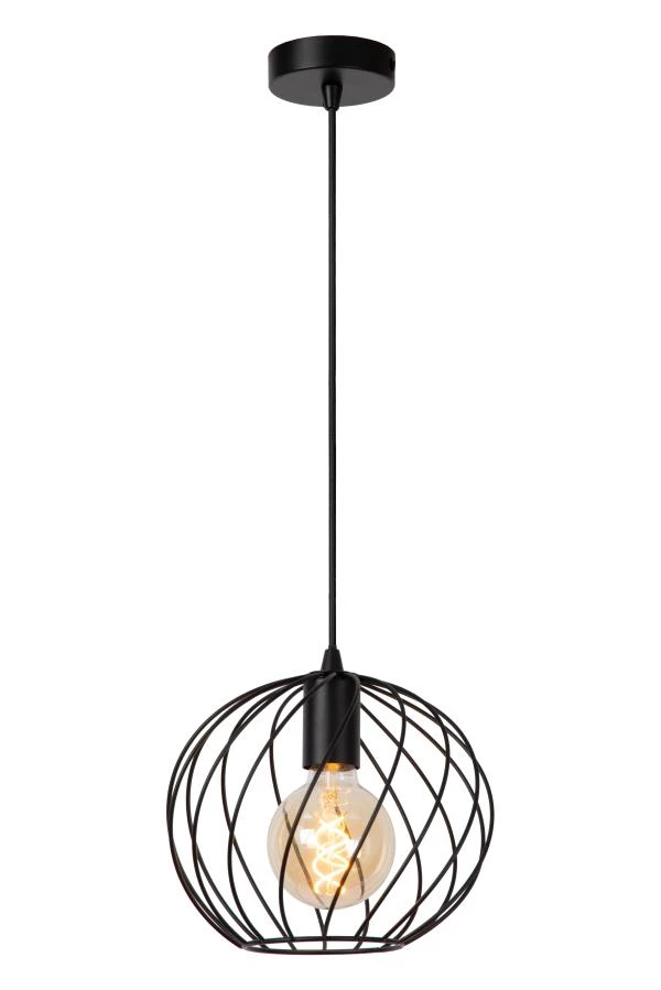 Lucide DANZA - Suspension - Ø 25 cm - 1xE27 - Noir - allumé