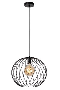 Lucide DANZA - Pendant light - Ø 40 cm - 1xE27 - Black turned on