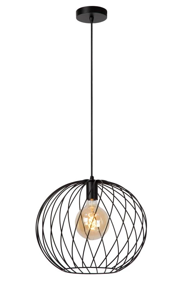 Lucide DANZA - Pendant light - Ø 40 cm - 1xE27 - Black - turned on