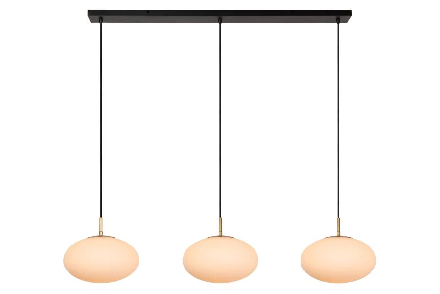 Lucide ELYSEE - Pendant light - 3xE27 - Opal - turned on 1