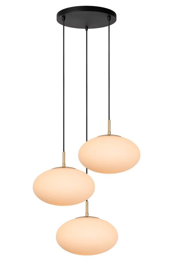 Lucide ELYSEE - Hanglamp - Ø 55 cm - 3xE27 - Opaal - aangezet 1