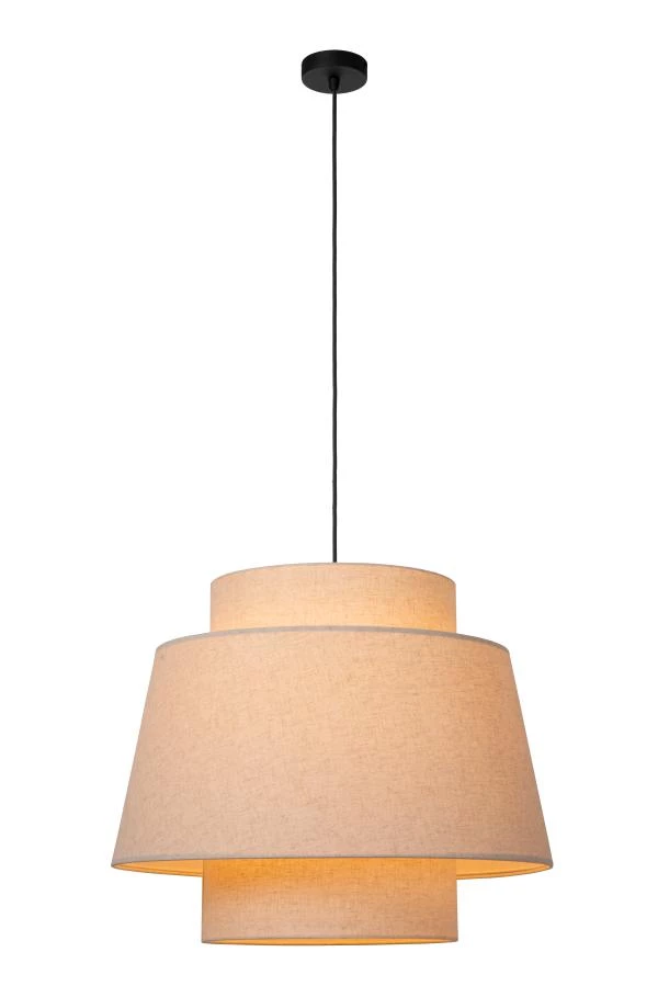 Lucide TRIBUTE - Hanglamp - Ø 60 cm - 1xE27 - Beige - aangezet 8