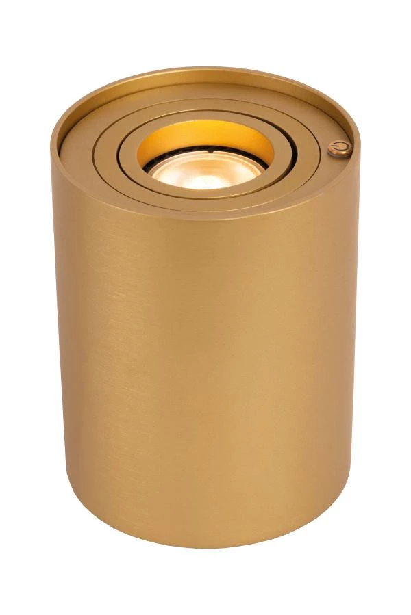 Lucide TUBE - Tischlampe - Ø 9,6 cm - LED 3 StepDim - GU10 - 1x5W 2600K/2800K - Mattes Gold / Messing - eingeschaltet 2